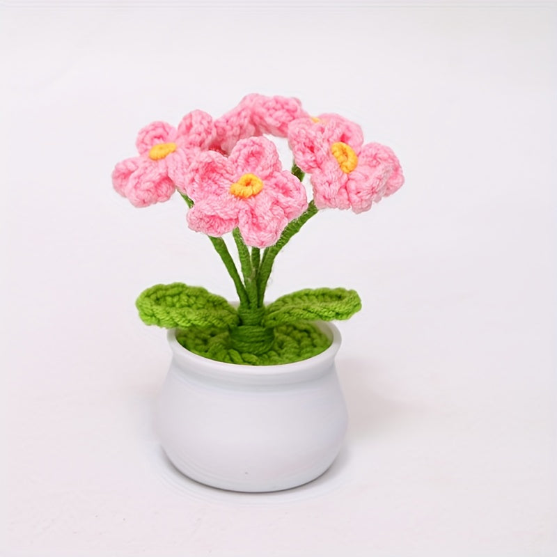 Hand-Woven Wool Crochet Pots for Flower Planting - Sunflower, Lily of the Valley
