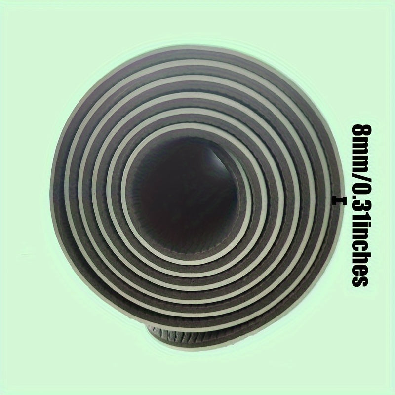 8mm Non-slip TPE Yoga Mat with Body Guide Line 183x72x0.31in