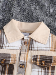 Baby Boys Long Sleeve Plaid Romper Cotton Jumpsuit Fall Winter