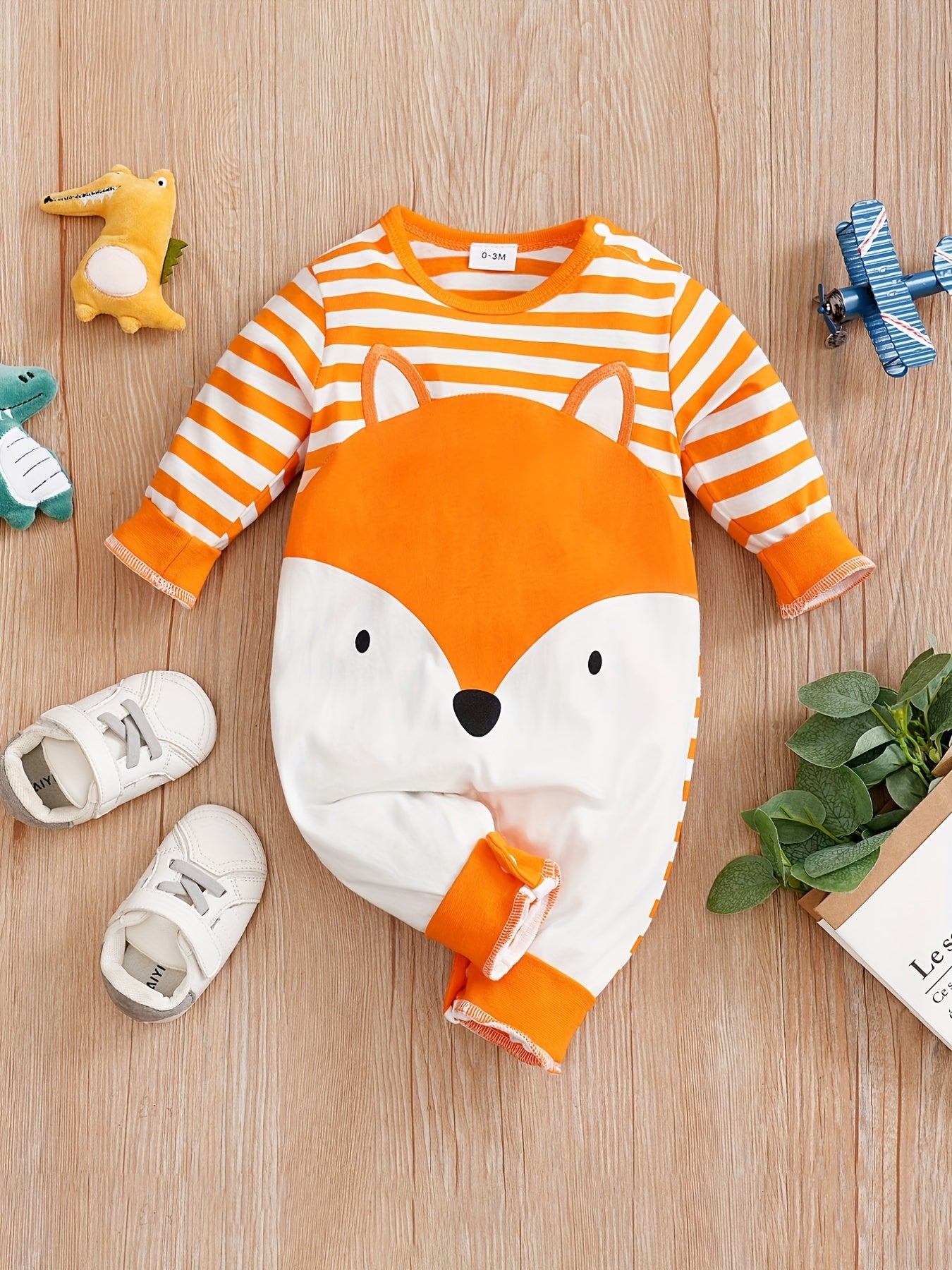 Baby Fox Striped Casual Rompers