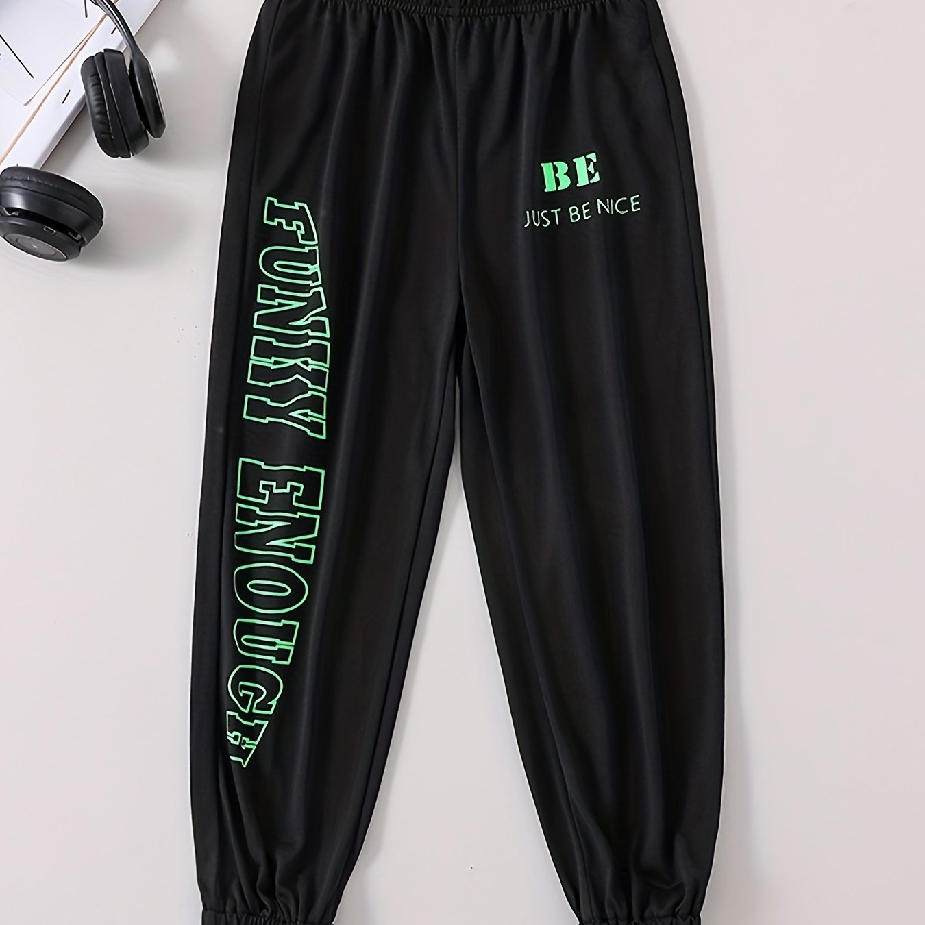 Toddler Boys Letter ENOUGH Graphic Jogger Pants