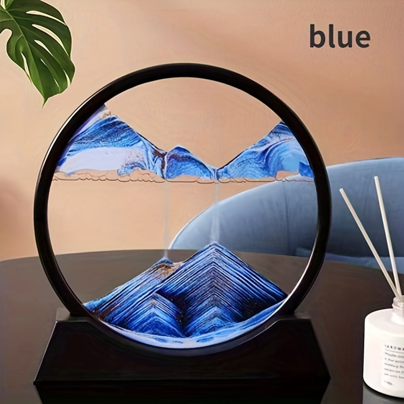 Moving Sand Art Round Rectangle Glass 3D Deep Sea Sand Landscape