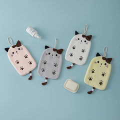 4pcs Cat Shaped Hanging Towel, Quick-drying Soft Towel for Bathroom Kitchen