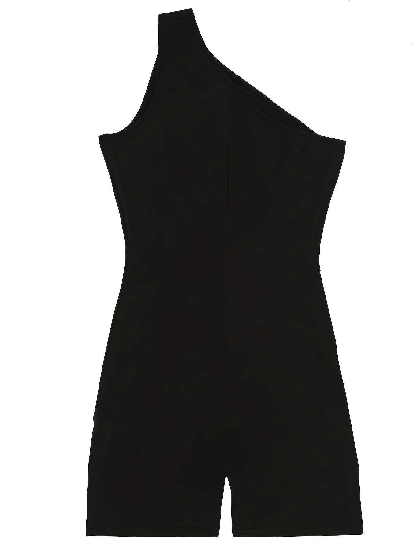 Slanted Shoulder Romper Solid Slim Romper Women's Clothing