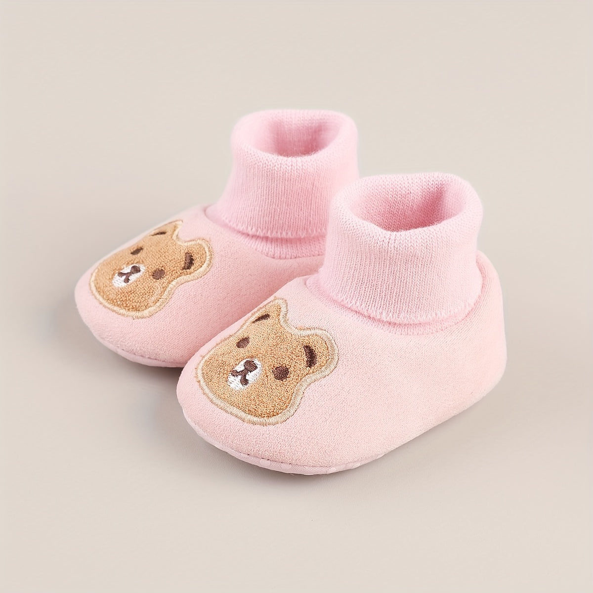 Baby Boys Cartoon Bear Cozy Boots Soft Plus Fleece Indoor Winter Shoes
