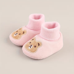 Baby Boys Cartoon Bear Cozy Boots Soft Plus Fleece Indoor Winter Shoes