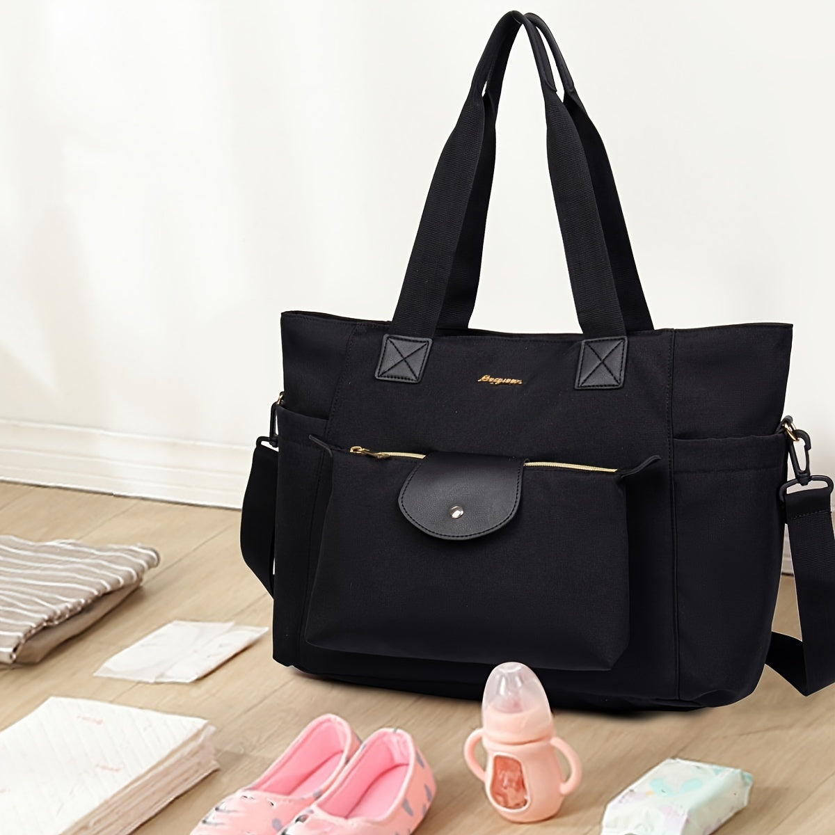 LEQUEEN Spacious Diaper Bag Multifunctional Mommy Tote Durable Oxford Fabric