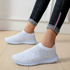Women's Rhinestone Sock Shoes Low Top Slip On Sports Shoes