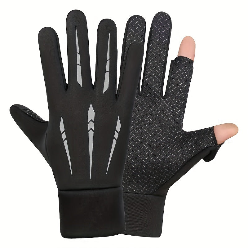 Winter Warm Gloves With Velvet Unisex Outdoor Gloves For Fishing Cycling
