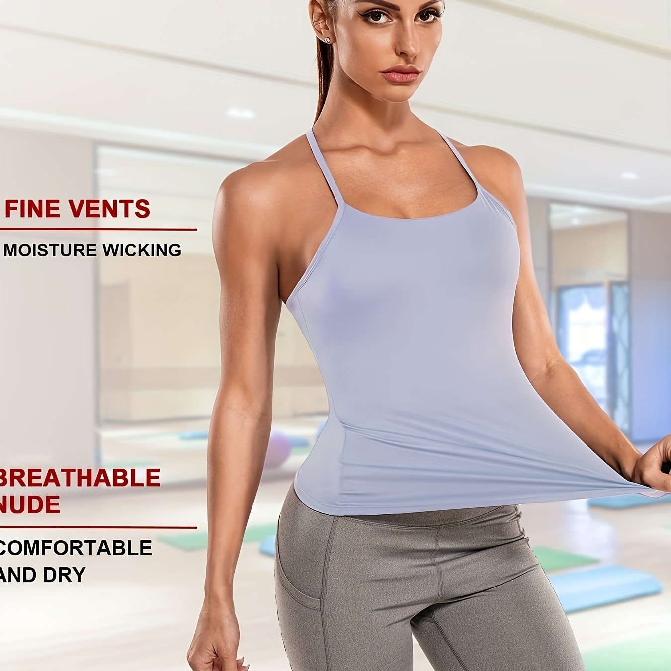 Workout Tank Top with Built-In Bra Racerback Yoga Shirt