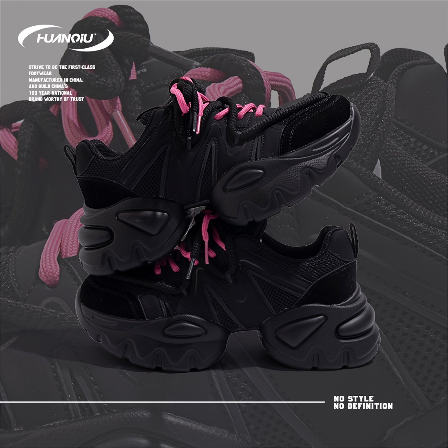 Chunky Sneakers Lace-up Non-Slip Dad Shoes Height Increased Casual Running Shoes