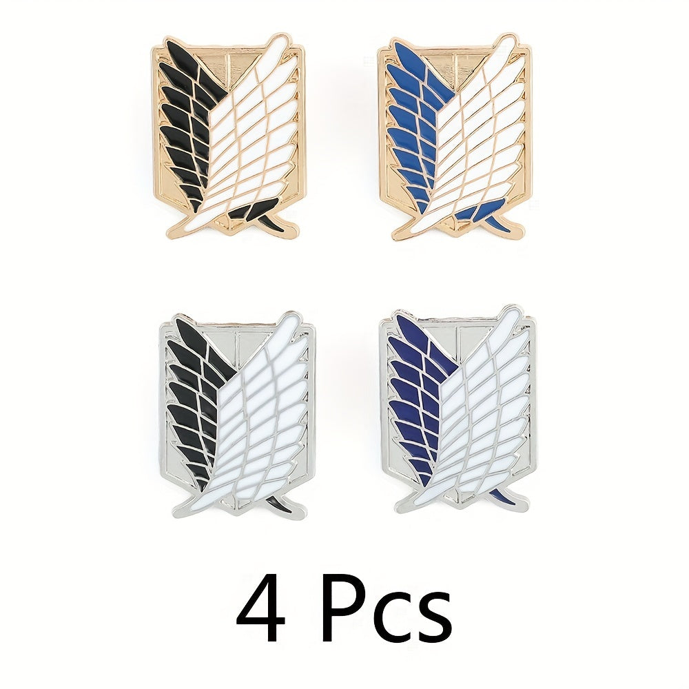 4pcs Shield Brooch Wing Cross Enamel Pin Metal Badge for Girls