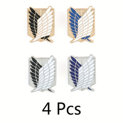 4pcs Shield Brooch Wing Cross Enamel Pin Metal Badge for Girls