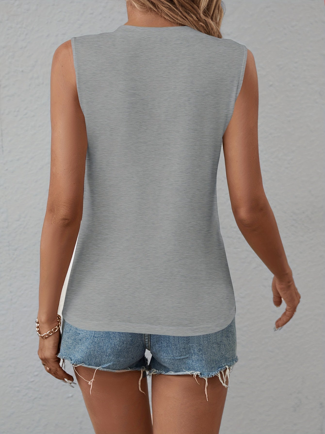 Feather Print V Neck Tank Top Sleeveless Casual Summer Women's Clothing