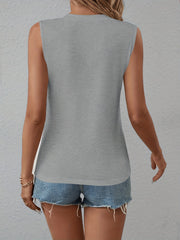 Feather Print V Neck Tank Top Sleeveless Casual Summer Women's Clothing