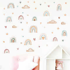 Rainbow Heart Clouds Vinyl Wall Stickers DIY Murals for Room Decor