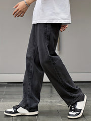 Men's Loose Fit Distressed Jeans Wide Leg Pants