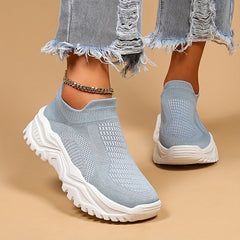 Women's Light Running Shoes Textured Sports Shoes Breathable Slip-on Sneakers