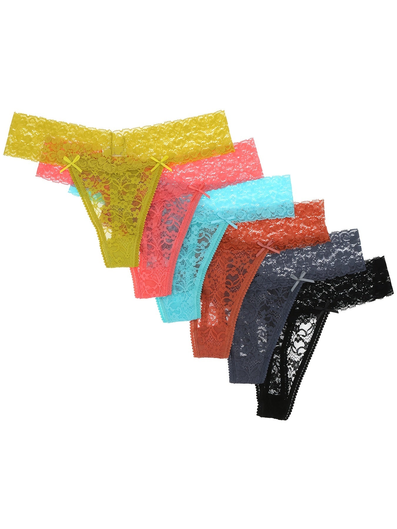 6 Pack Plus Size Women's Sexy Lace G-String Thongs Underwear
