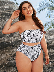 Vacay Bikini Set Tie Dye Crop Top & Cross Wrap Underwear & Split Skirt