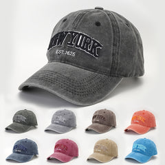 Vintage Baseball Cap Embroidery Distressed Washed Women's Sun Hat