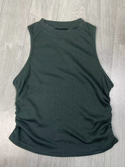 Ruched Mock Neck Tank Top Sleeveless Slim Fit Summer Top