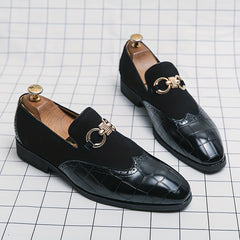 Men's Textured Brogue Loafer Shoes Slip On Comfy Non-slip Shoes