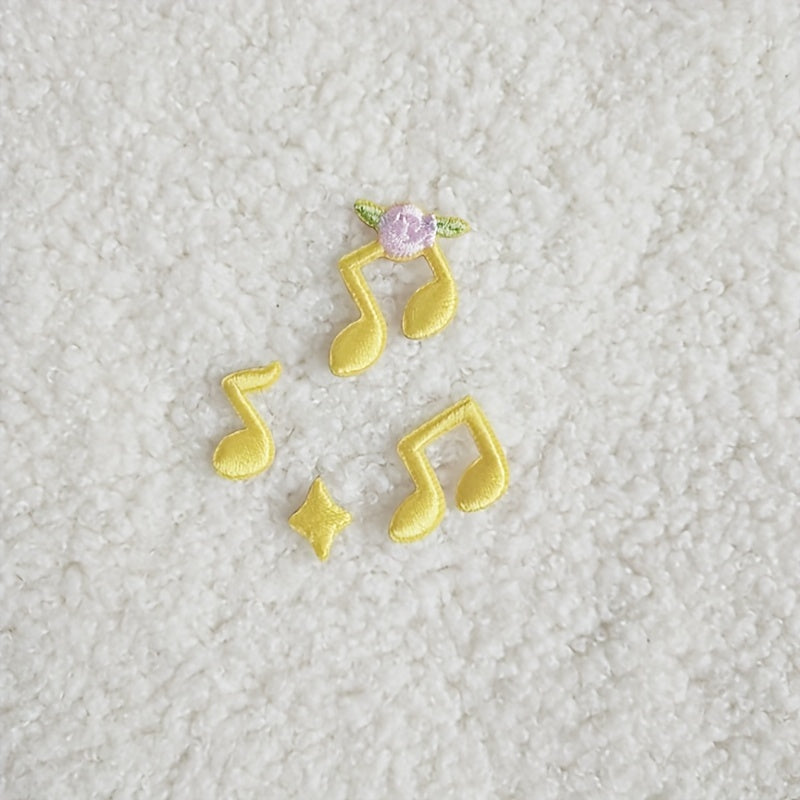 4pcs Music Notes Mixed Fabric Stickers DIY Creative Self-adhesive Stickers