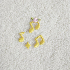4pcs Music Notes Mixed Fabric Stickers DIY Creative Self-adhesive Stickers