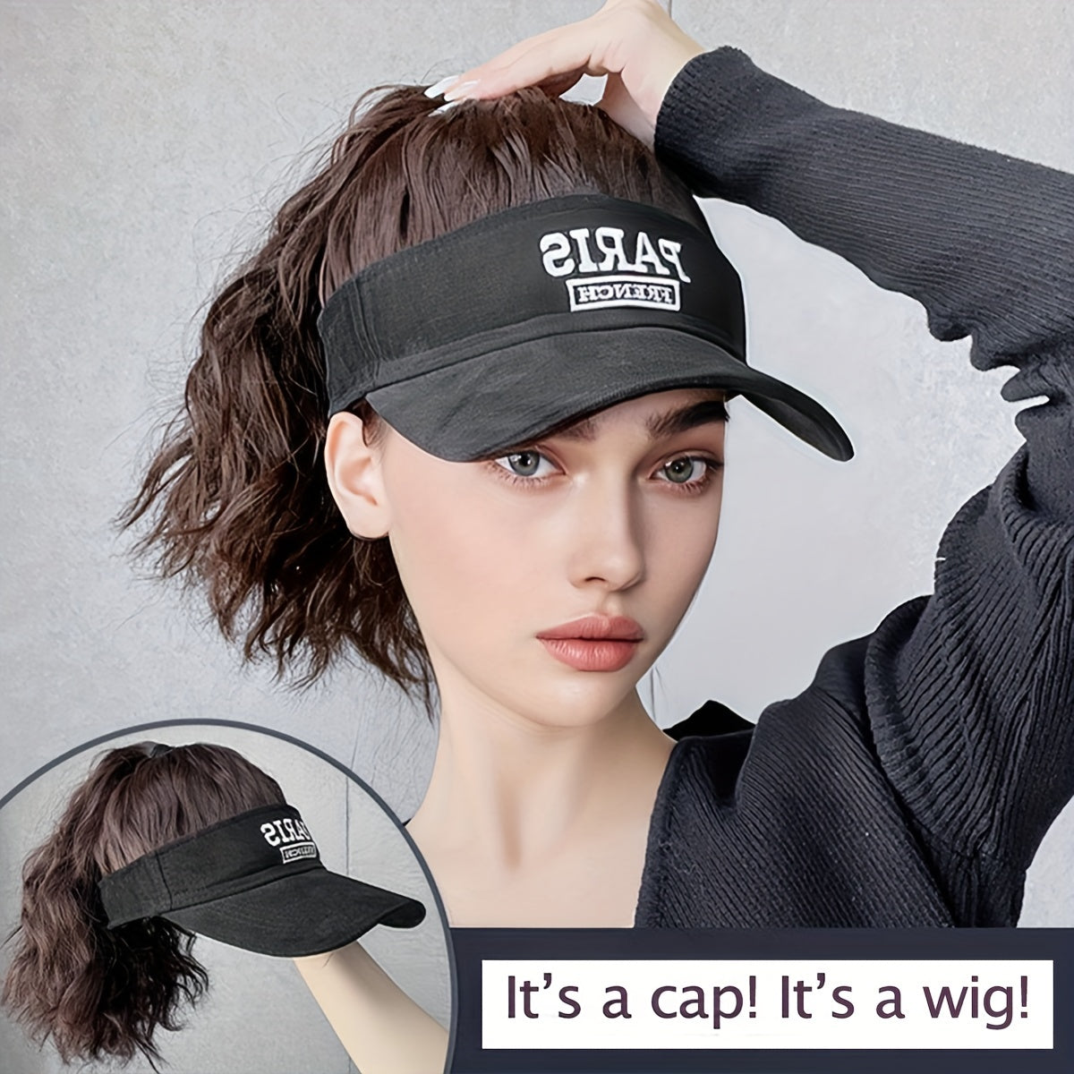 Women's Ponytail Wig Cap with Letter Embroidery Baseball Hat