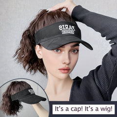 Women's Ponytail Wig Cap with Letter Embroidery Baseball Hat