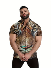 Men's Camp Collar Bowling Shirt Short Sleeves