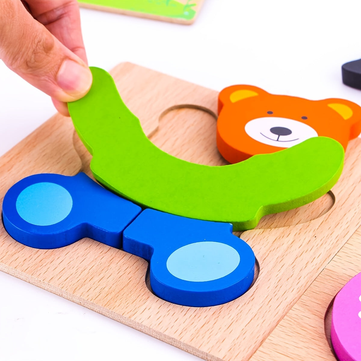 Wooden Animal & Vehicle Puzzles Educational Toys Toddlers 1-3 Boys & Girls