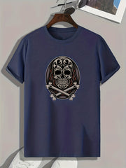 Skull Print Men's Sports T-shirt for Fitness Activities