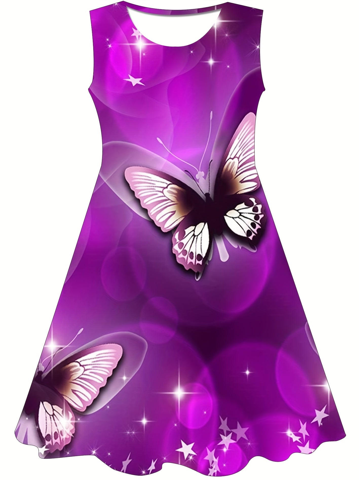 Purple Butterfly Dress for Girls 3D Print Sleeveless Summer Dress
