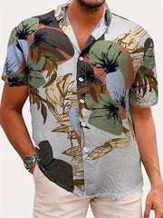Tropical Leaf Pattern Short Sleeve Shirt Men's Summer Vacation