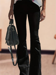 Wide Legs Flare Jeans Bell Bottom Mid Stretch Washed Casual Denim Pants