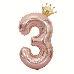 1pc 101 6 Cm Rose Golden Number Foil Balloon + Ribbon, Straw, Crown