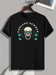 ENDLESS Skull Print Men's Graphic T-shirt for Summer