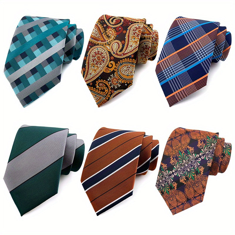 6 Packs Men's Striped Paisley Waist Flower Tie Combination