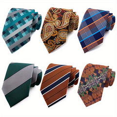 6 Packs Men's Striped Paisley Waist Flower Tie Combination