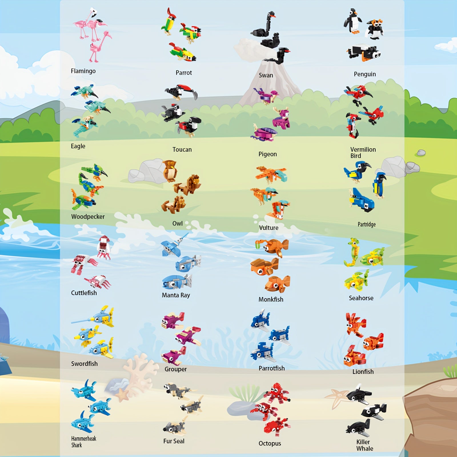 24pcs Animal Building Set Educational DIY Toy Dinosaur Figures ABS Material