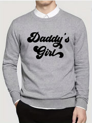 Daddy's Girl Print Knitted Sweater Men's Warm Crew Neck Pullover
