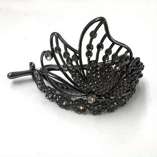 Vintage Rhinestone Butterfly Hair Cuff Claw Barrette for Women Girls