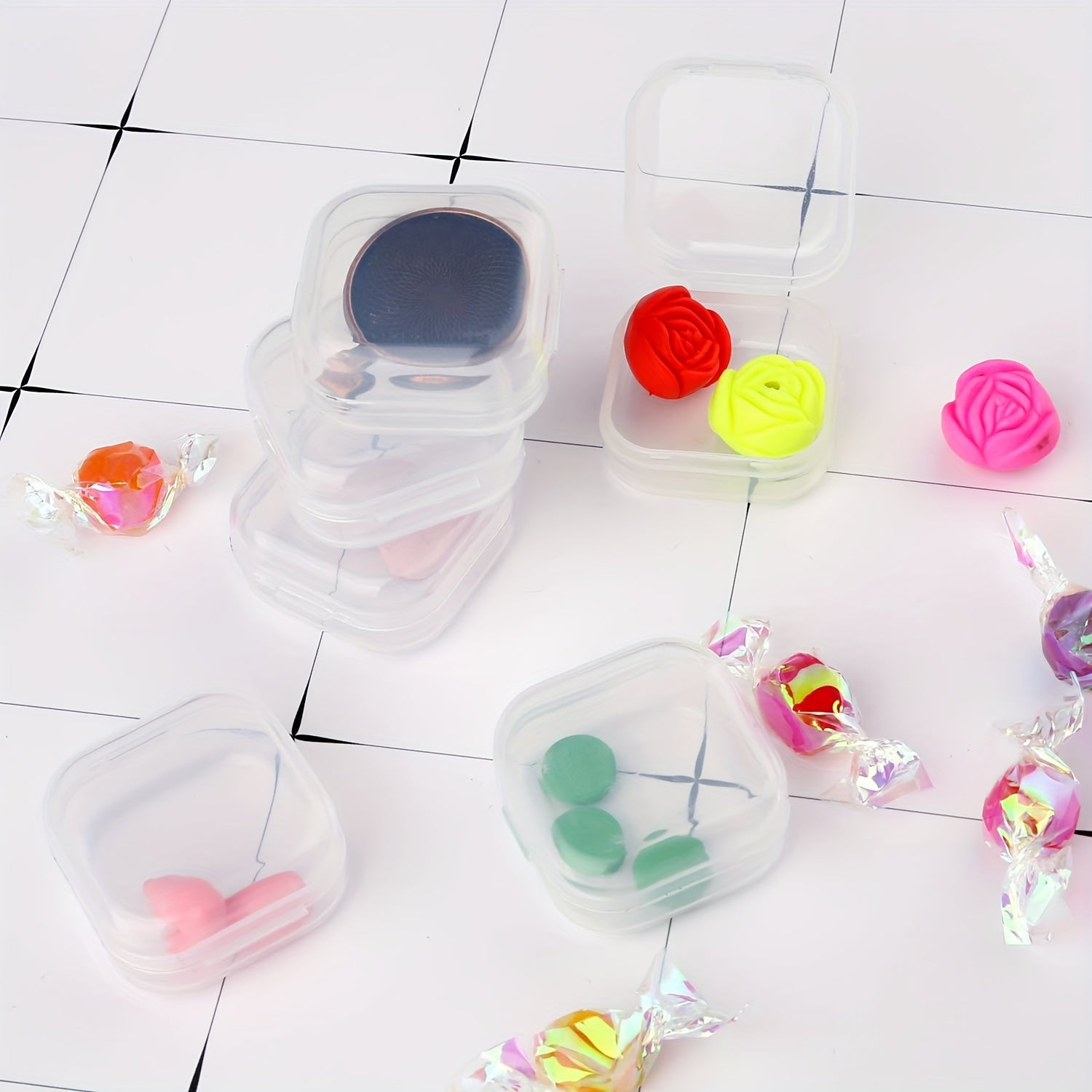 12pcs Clear Storage Box Beads Container Case Organizer
