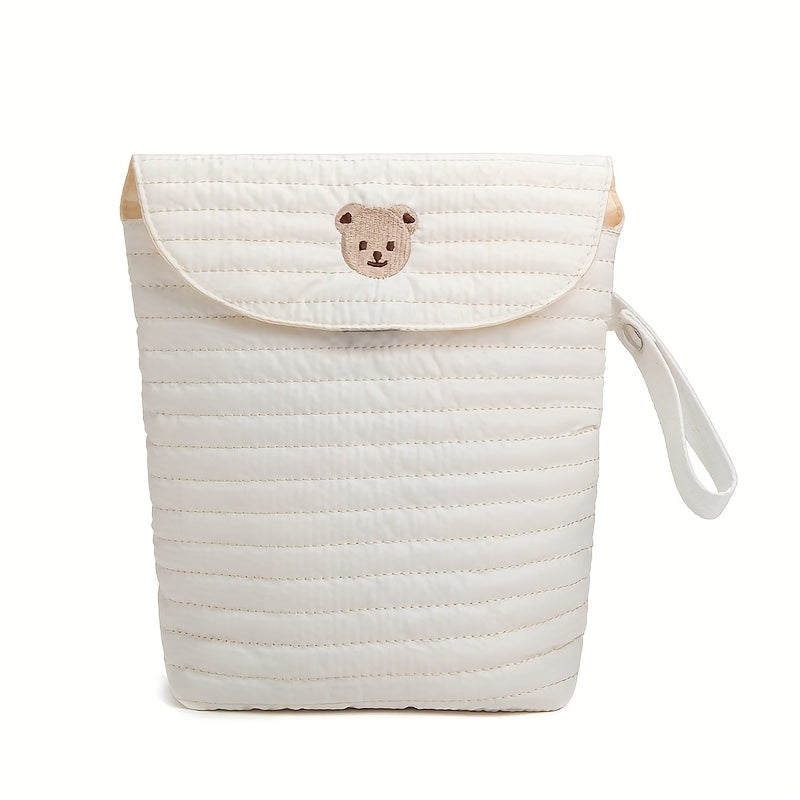 Large Capacity Oxford Cloth Diaper Bag Reusable Mommy Tote with Bear