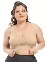 2 Pack Plus Size Sports Bra Set Breathable Mesh Medium Stretch Yoga Running Bra