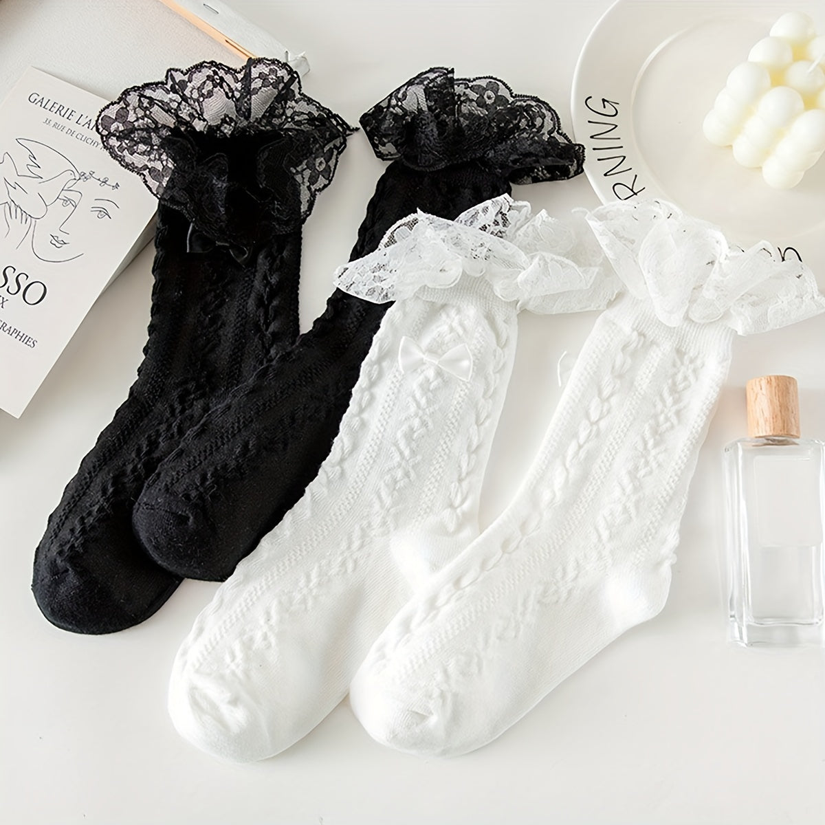 3D Textured Ruffle Socks Sweet & Mid Tube Women's Stockings