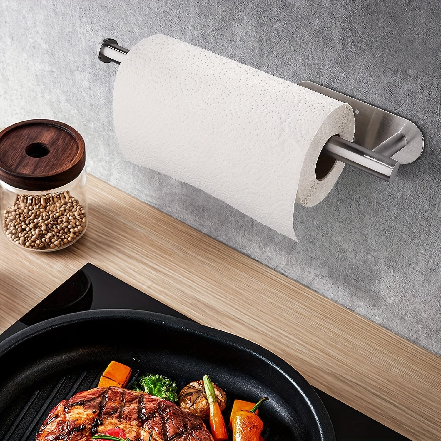 Paper Towel Holder Under Cabinet Self Adhesive Stainless Steel