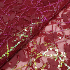 Embroidered Sequined Butterfly Mesh Tulle Fabric for Wedding Dress Gowns